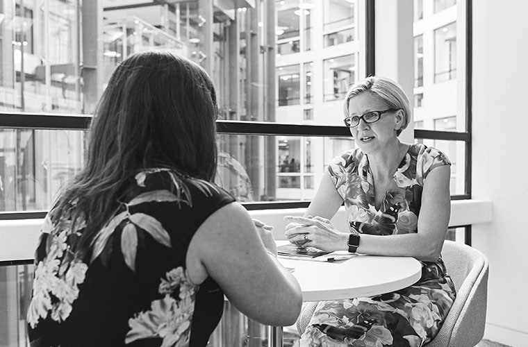 Employees discussion at table